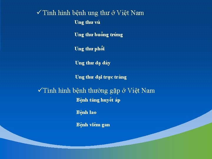 ü Tình hình bệnh ung thư ở Việt Nam Ung thư vú Ung thư
