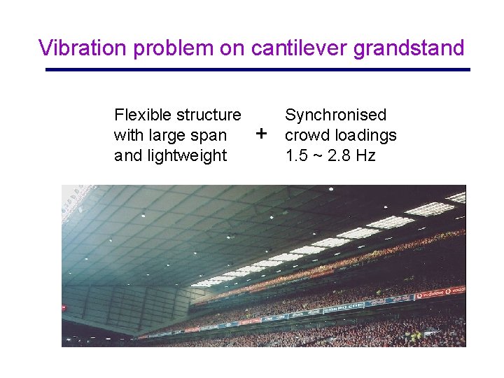 Vibration problem on cantilever grandstand Flexible structure with large span and lightweight + Synchronised