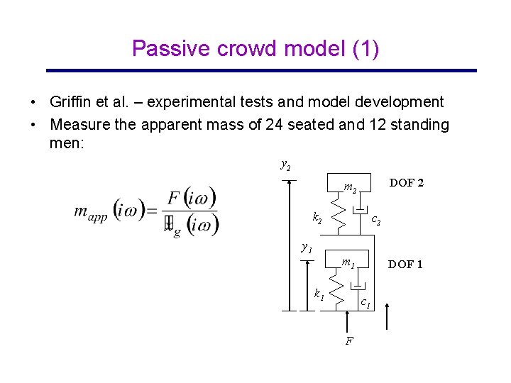 Passive crowd model (1) • Griffin et al. – experimental tests and model development