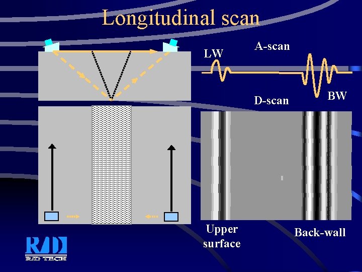 Longitudinal scan LW A-scan D-scan Upper surface BW Back-wall 