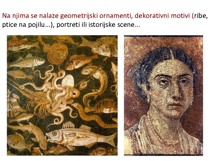 Na njima se nalaze geometrijski ornamenti, dekorativni motivi (ribe, ptice na pojilu. . .