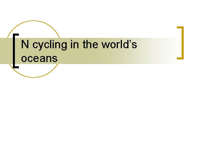 N cycling in the world’s oceans 