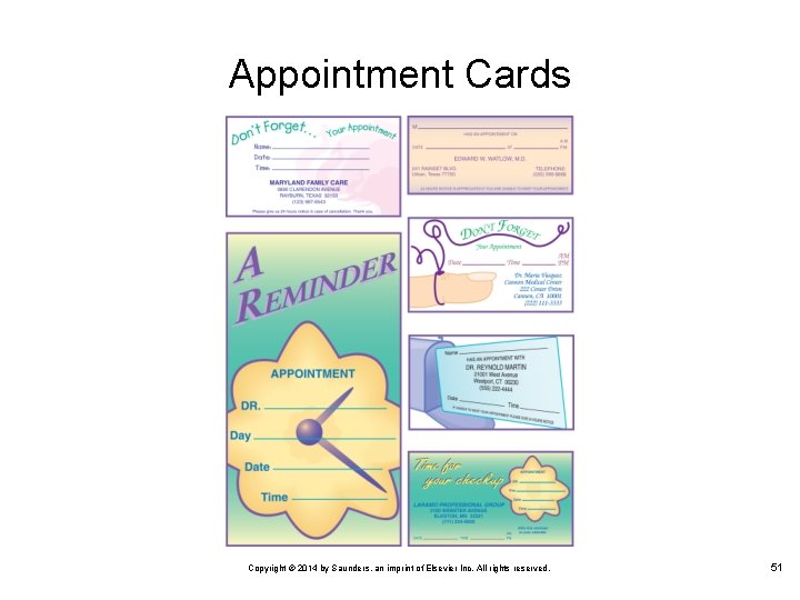 Appointment Cards Copyright © 2014 by Saunders, an imprint of Elsevier Inc. All rights