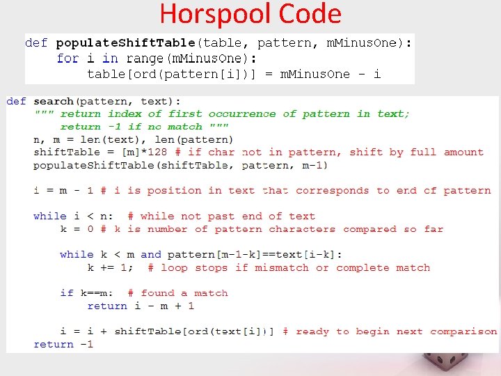 Horspool Code 