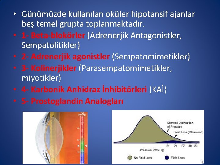  • Günümüzde kullanılan oküler hipotansif ajanlar beş temel grupta toplanmaktadır. • 1 -