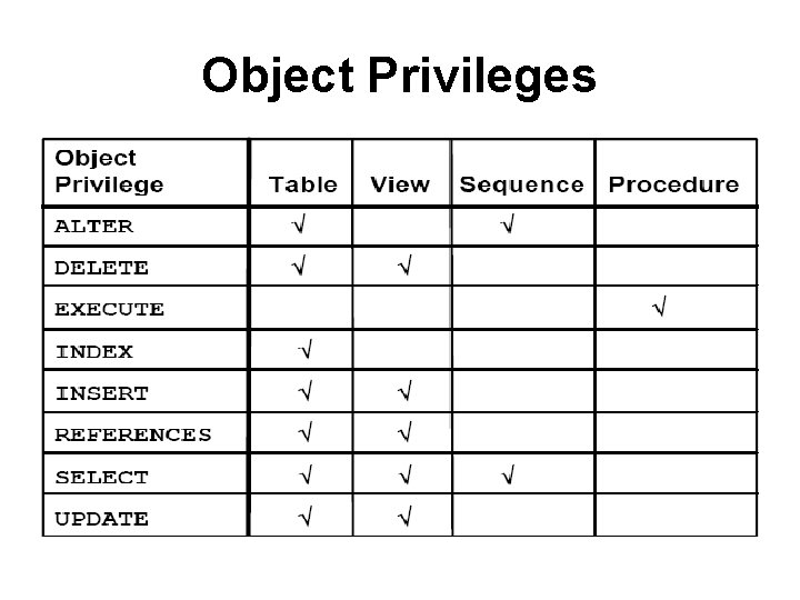 Object Privileges 