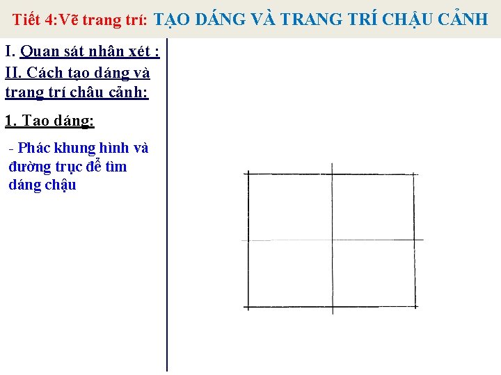 Tiết 4: Vẽ trang trí: TẠO DÁNG VÀ TRANG TRÍ CHẬU CẢNH I. Quan