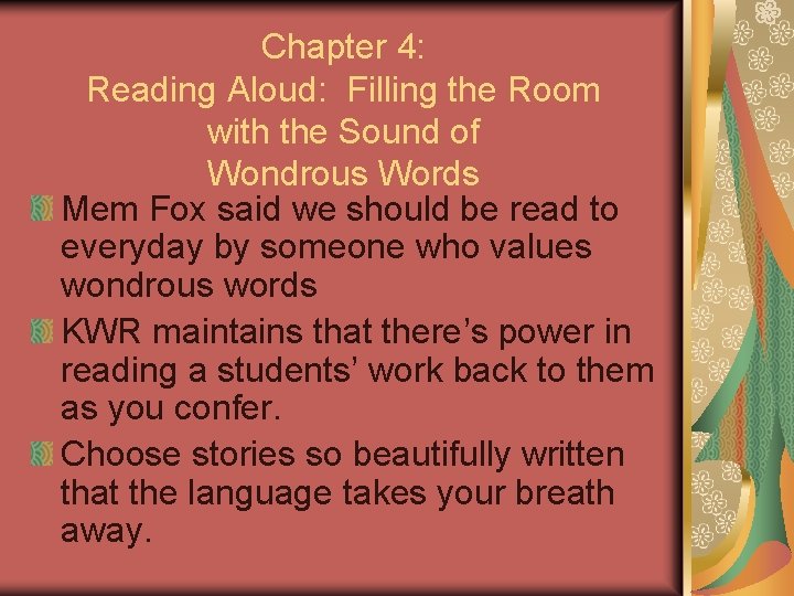 Chapter 4: Reading Aloud: Filling the Room with the Sound of Wondrous Words Mem