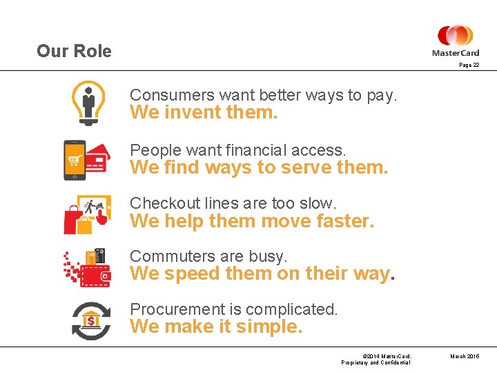 Our Role Page 22 Consumers want better ways to pay. We invent them. People