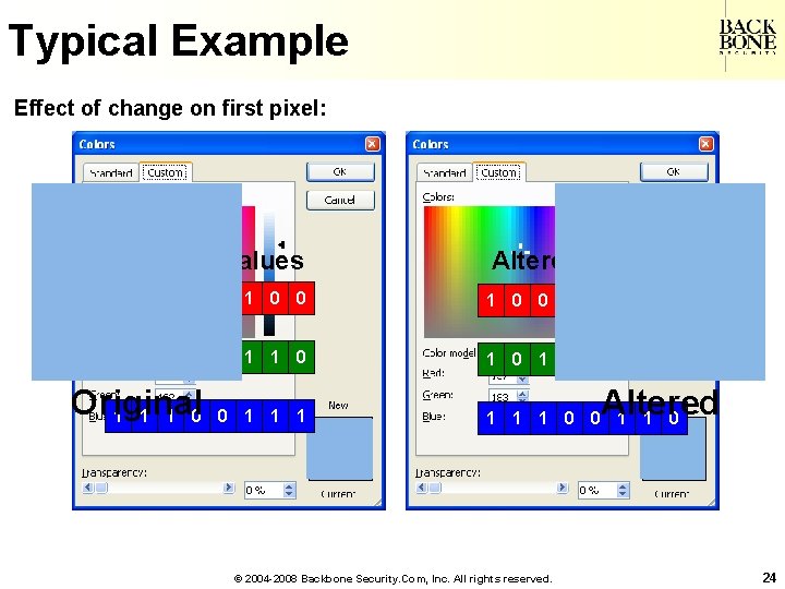 A Net-Centric Do. D NII/CIO Typical Example Effect of change on first pixel: Original