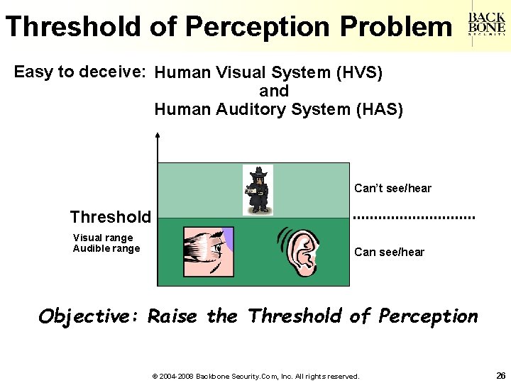 A Net-Centric Do. D NII/CIO Threshold of Perception Problem Easy to deceive: Human Visual