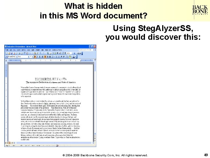 A Net-Centric Do. D NII/CIO What is hidden in this MS Word document? Using