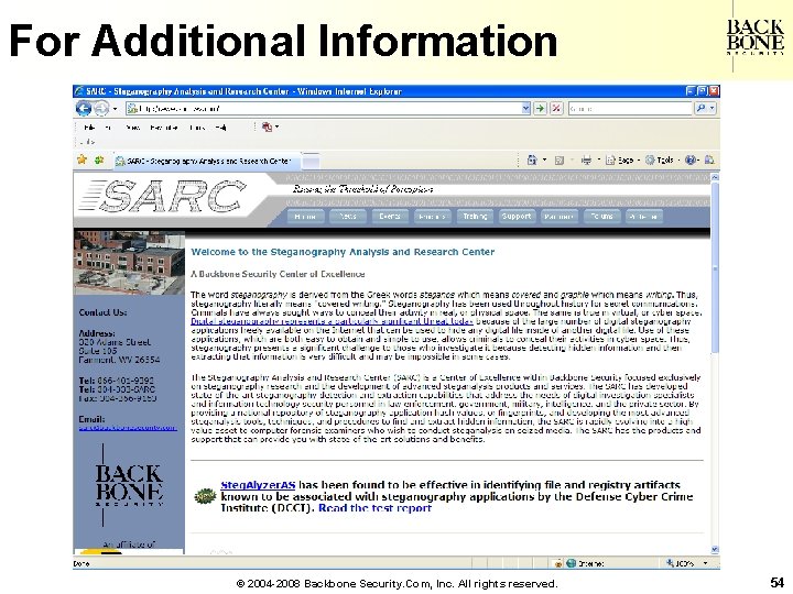 A Net-Centric Do. D NII/CIO For Additional Information © 2004 -2008 Backbone Security. Com,