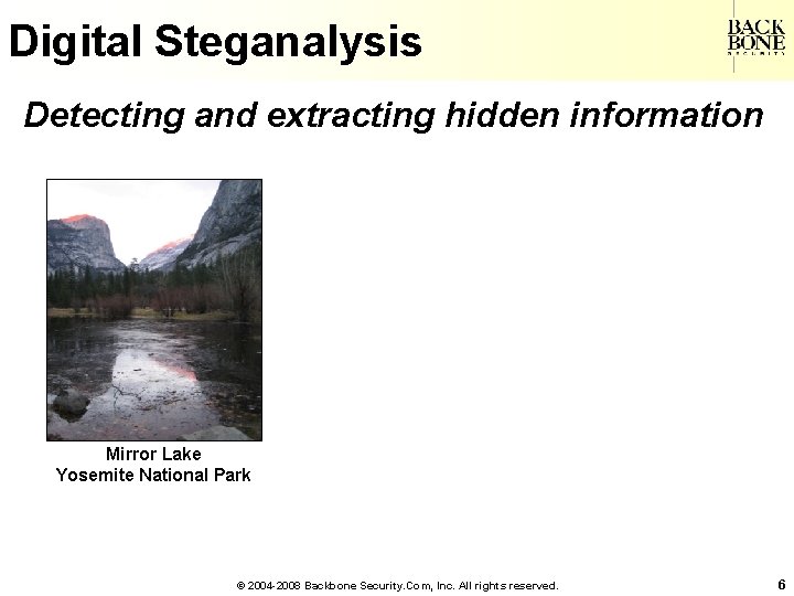 A Net-Centric Do. D NII/CIO Digital Steganalysis Detecting and extracting hidden information Simulated Child