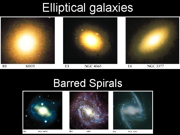 Elliptical galaxies Barred Spirals 