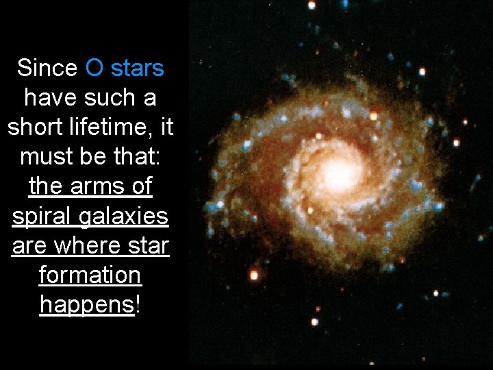 Since O stars have such a short lifetime, it must be that: the arms