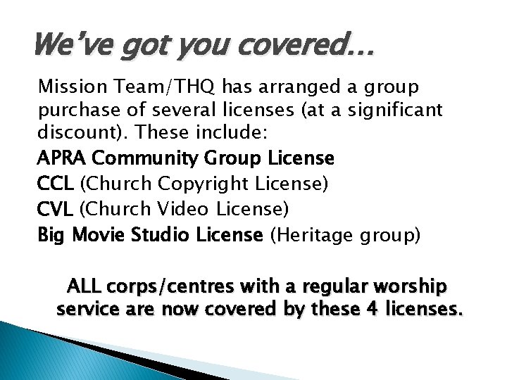 We’ve got you covered… Mission Team/THQ has arranged a group purchase of several licenses