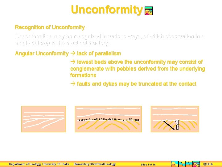 Unconformity Recognition of Unconformity Unconformities may be recognized in various ways, of which observation