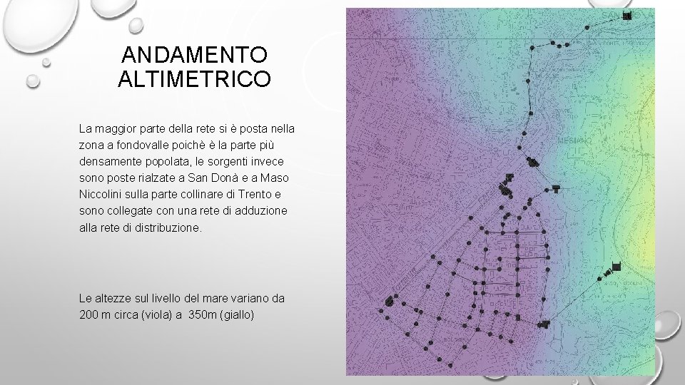 ANDAMENTO ALTIMETRICO La maggior parte della rete si è posta nella zona a fondovalle