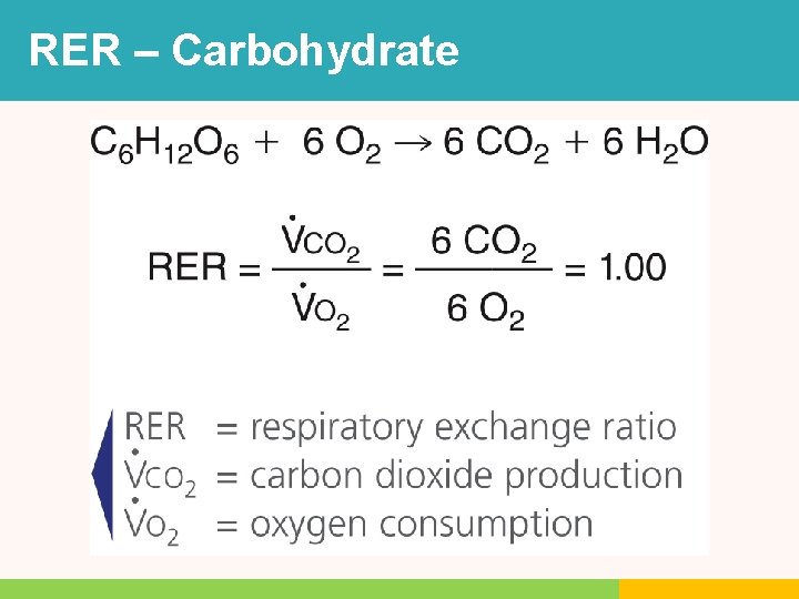 RER – Carbohydrate RER – Carbohydrate
