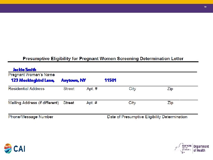 19 Jackie Smith 123 Mockingbird Lane, Anytown, NY 11501 