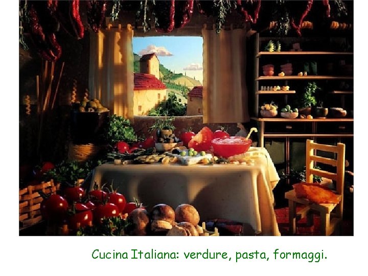 Cucina Italiana: verdure, pasta, formaggi. 