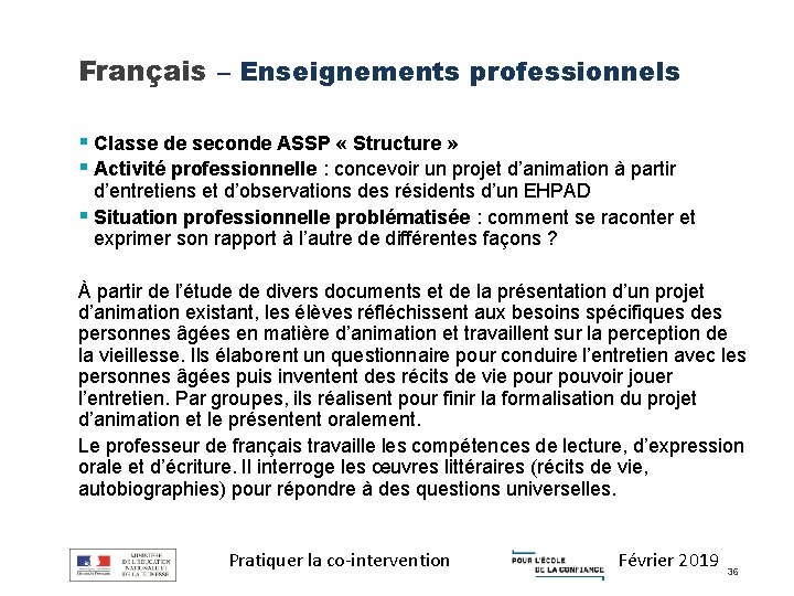 Français – Enseignements professionnels § Classe de seconde ASSP « Structure » § Activité
