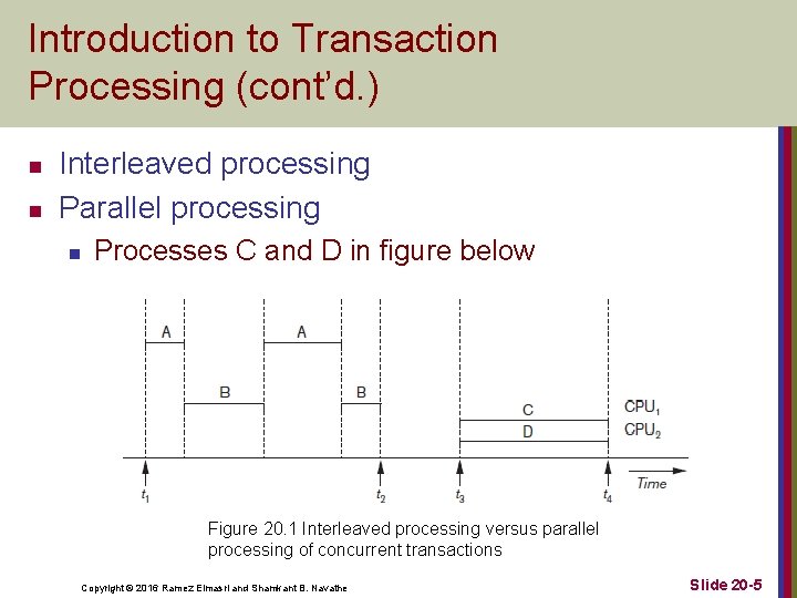 Introduction to Transaction Processing (cont’d. ) n n Interleaved processing Parallel processing n Processes