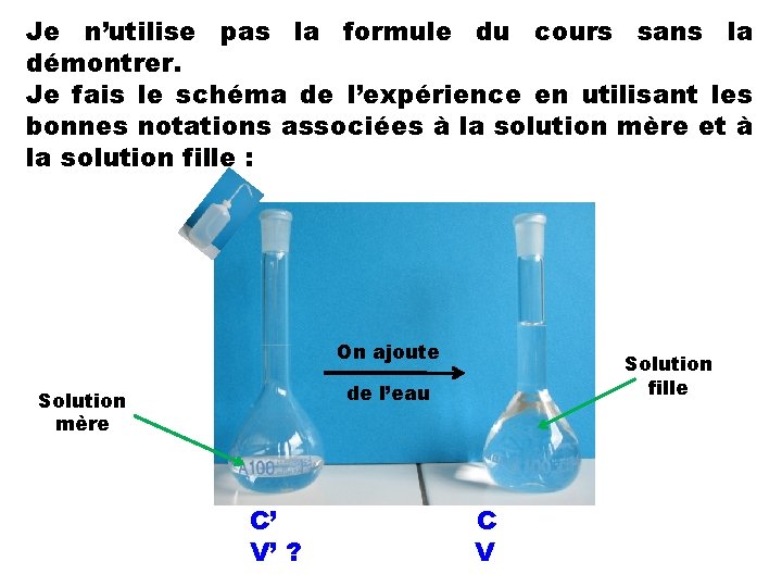 Je n’utilise pas la formule du cours sans la démontrer. Je fais le schéma