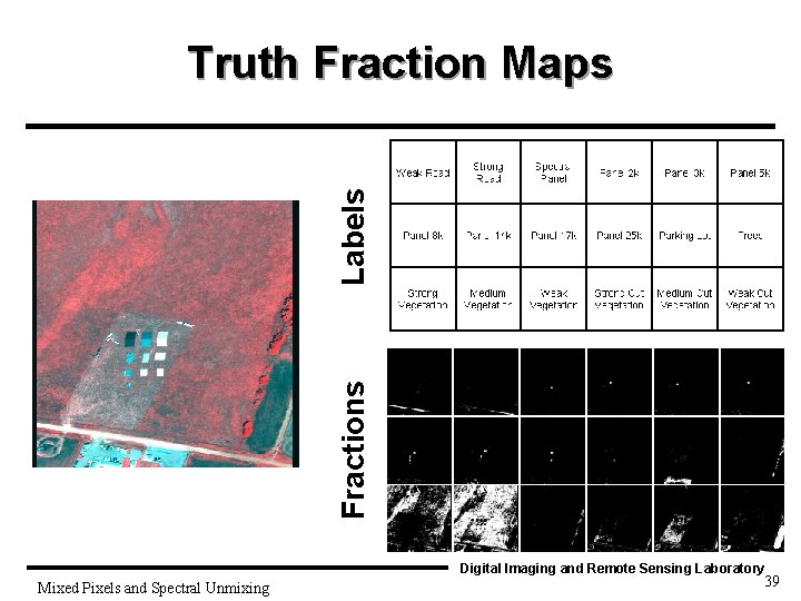 Fractions Labels Truth Fraction Maps Digital Imaging and Remote Sensing Laboratory Mixed Pixels and