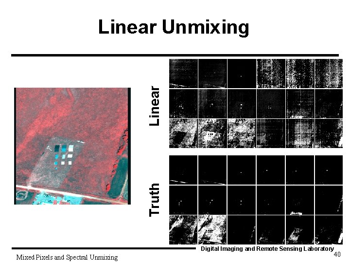 Truth Linear Unmixing Digital Imaging and Remote Sensing Laboratory Mixed Pixels and Spectral Unmixing
