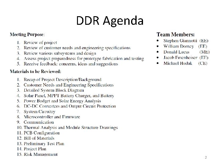 DDR Agenda 2 