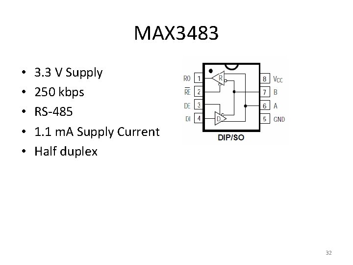 MAX 3483 • • • 3. 3 V Supply 250 kbps RS-485 1. 1