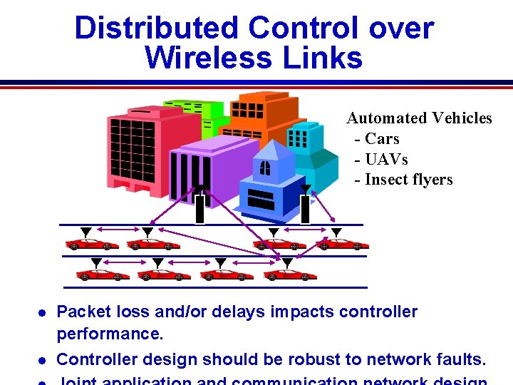 Distributed Control over Wireless Links Automated Vehicles - Cars - UAVs - Insect flyers Distributed Control over Wireless Links Automated Vehicles - Cars - UAVs - Insect flyers