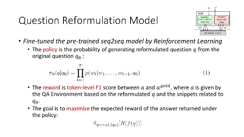 Question Reformulation Model • 