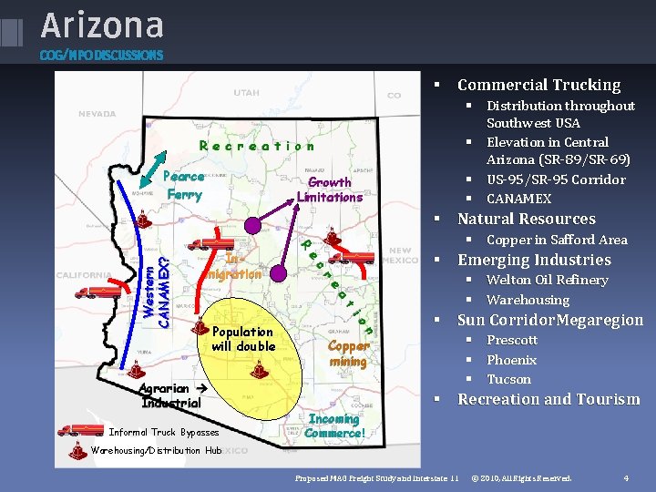 Arizona COG/MPODISCUSSIONS Commercial Trucking Distribution throughout Southwest USA Elevation in Central Arizona (SR-89/SR-69) US-95/SR-95 Arizona COG/MPODISCUSSIONS Commercial Trucking Distribution throughout Southwest USA Elevation in Central Arizona (SR-89/SR-69) US-95/SR-95