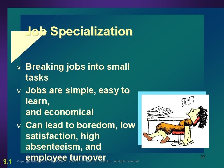 Job Specialization Breaking jobs into small tasks v Jobs are simple, easy to learn,