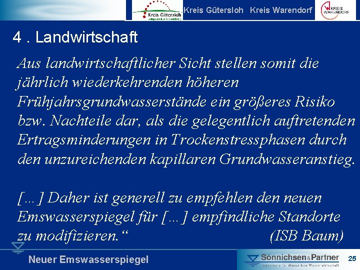 Kreis Gütersloh Kreis Warendorf 4. Landwirtschaft Aus landwirtschaftlicher Sicht stellen somit die jährlich wiederkehrenden