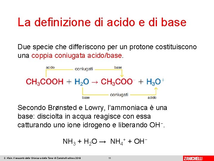 La definizione di acido e di base Due specie che differiscono per un protone