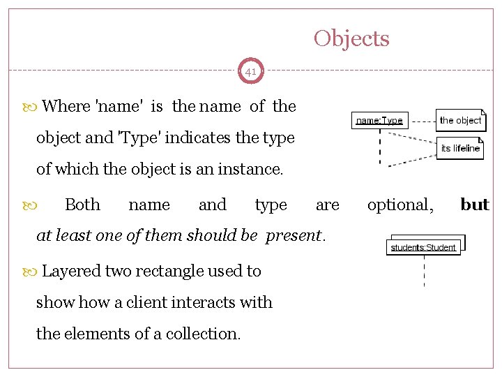 Objects 41 Where 'name' is the name of the object and 'Type' indicates the