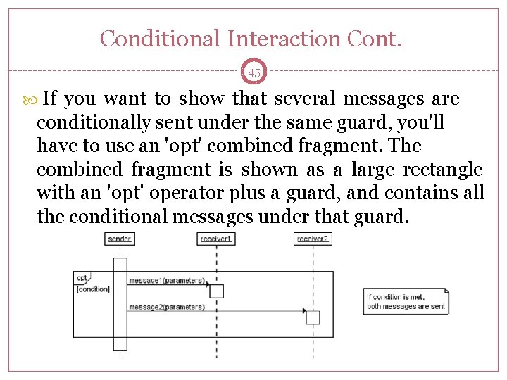 Conditional Interaction Cont. 45 If you want to show that several messages are conditionally