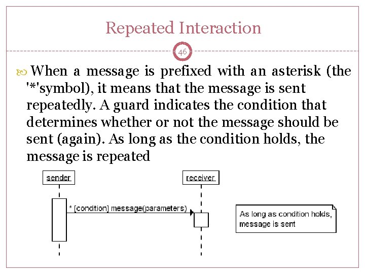 Repeated Interaction 46 When a message is prefixed with an asterisk (the '*'symbol), it