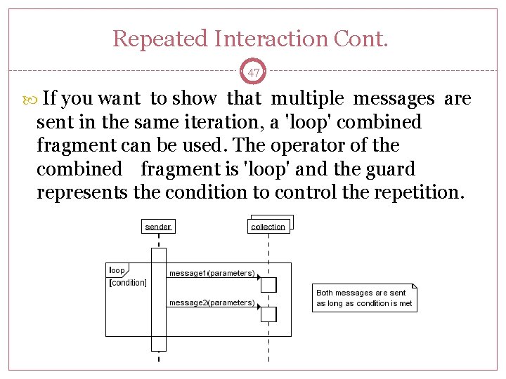 Repeated Interaction Cont. 47 If you want to show that multiple messages are sent