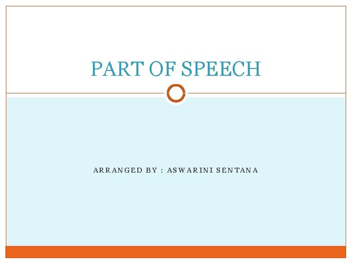 PART OF SPEECH ARRANGED BY : ASWARINI SENTANA 