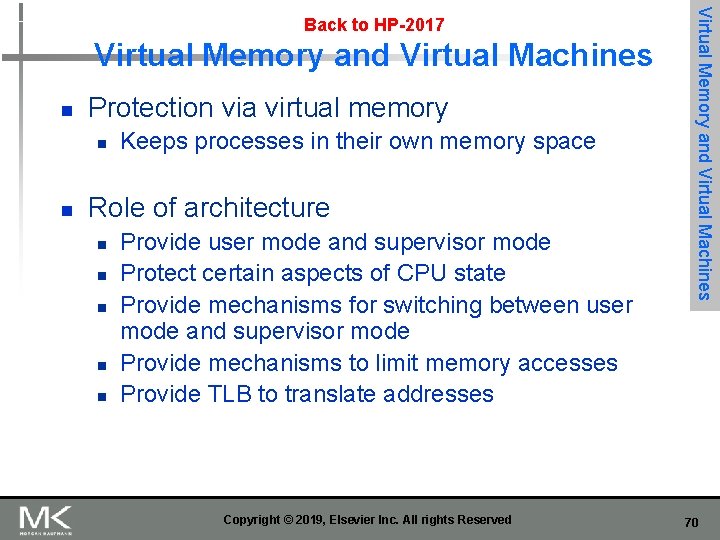 Virtual Memory and Virtual Machines n Protection via virtual memory n n Keeps processes