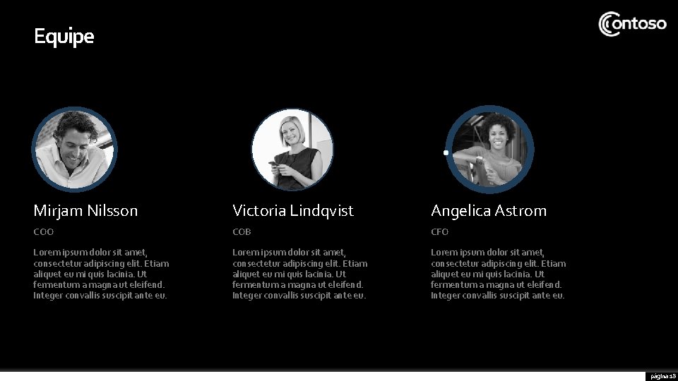 Equipe Mirjam Nilsson Victoria Lindqvist Angelica Astrom COO COB CFO Lorem ipsum dolor sit Equipe Mirjam Nilsson Victoria Lindqvist Angelica Astrom COO COB CFO Lorem ipsum dolor sit