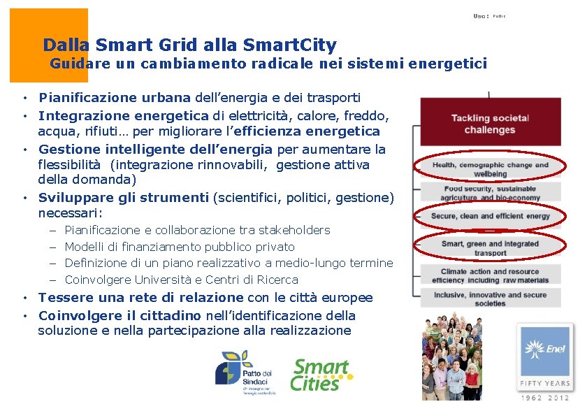 Uso: Dalla Smart Grid alla Smart. City Guidare un cambiamento radicale nei sistemi energetici