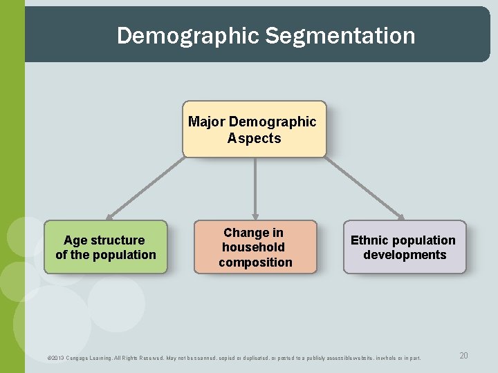 Demographic Segmentation Major Demographic Aspects Age structure of the population Change in household composition