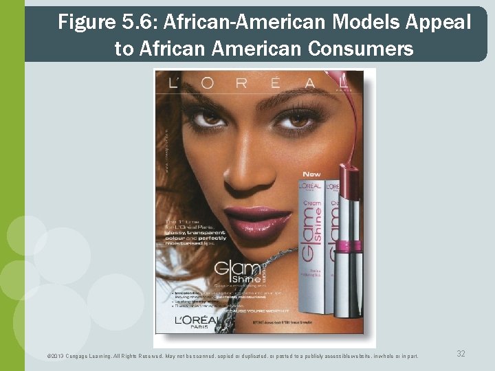 Figure 5. 6: African-American Models Appeal to African American Consumers © 2013 Cengage Learning.