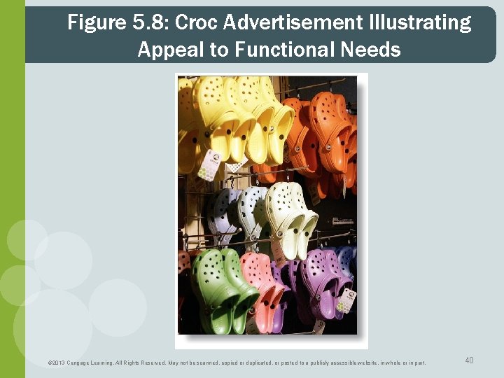 Figure 5. 8: Croc Advertisement Illustrating Appeal to Functional Needs © 2013 Cengage Learning.